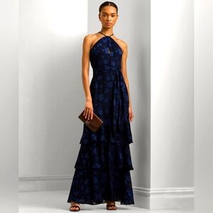 RALPH LAUREN Women's Tiered Jacquard Gown SIZE 10 NWT